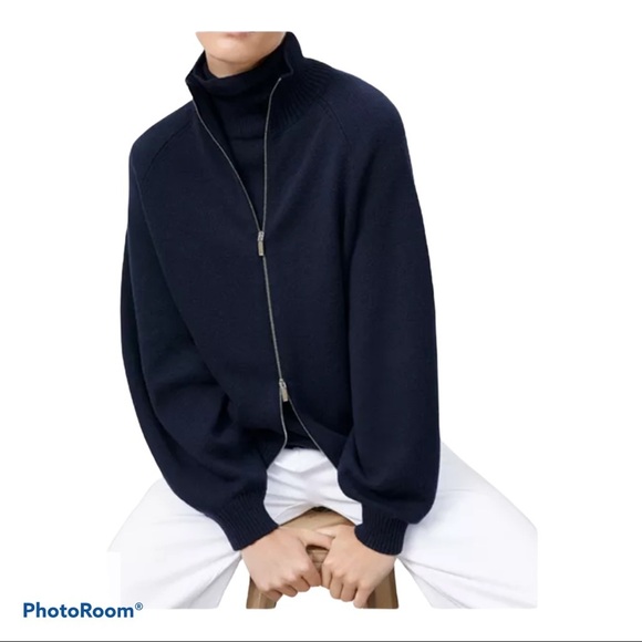 Lafayette 148 New York Gray Cashmere Blend Full Zip Sweater Jacket size Medium - Picture 6 of 6